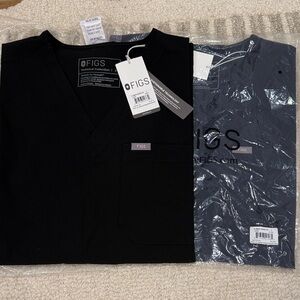 NWT Figs Smock Scrub Top 2 Pack Black and Navy
